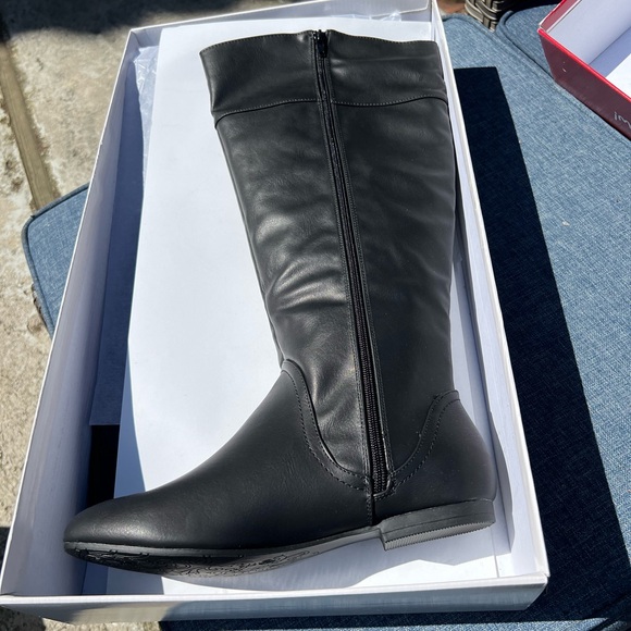 New Tender Tootsies Now! Jewel Wide Calf Tall Boots 10 W/L Black Vegan Synthetic - Picture 2 of 10